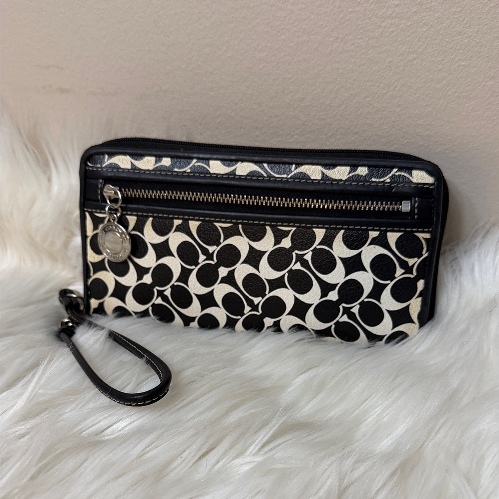 Coach Black and White Signature Wristlet